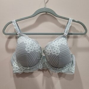 Sz 38C Aerie Push-Up Bra Floral Lace Detailing Sea Moss